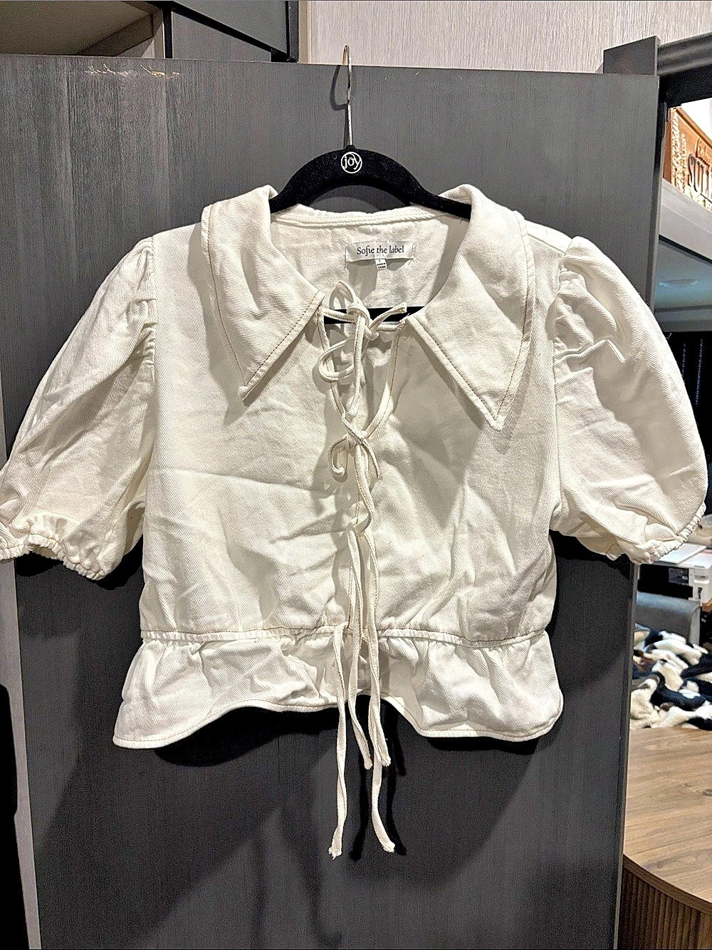 Sofie the label White Puff Sleeve Tie Front Blouse Like New